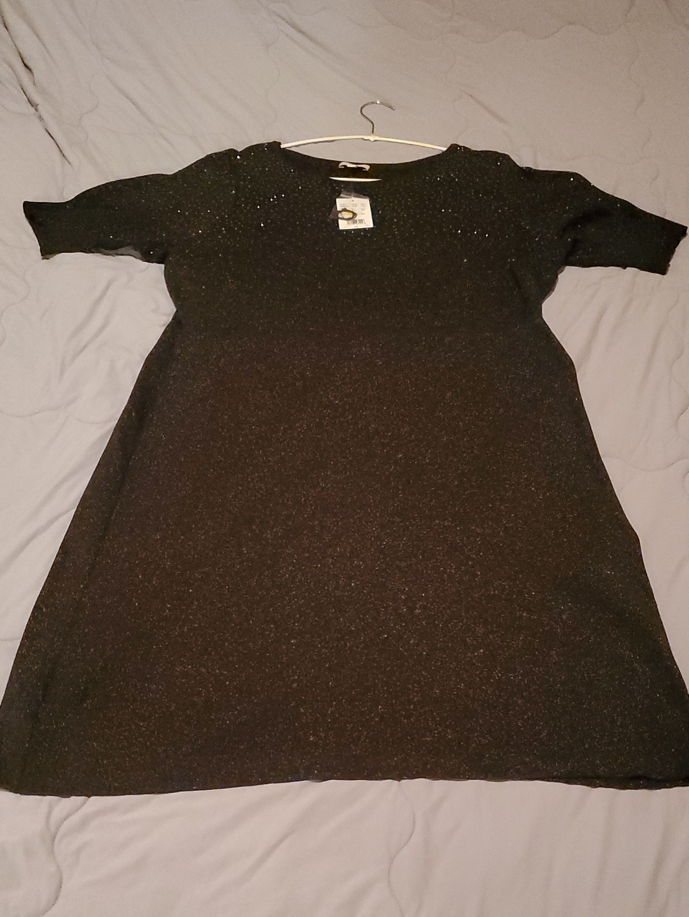Black Sparkle A-Line Knit Dress - Women's Formal